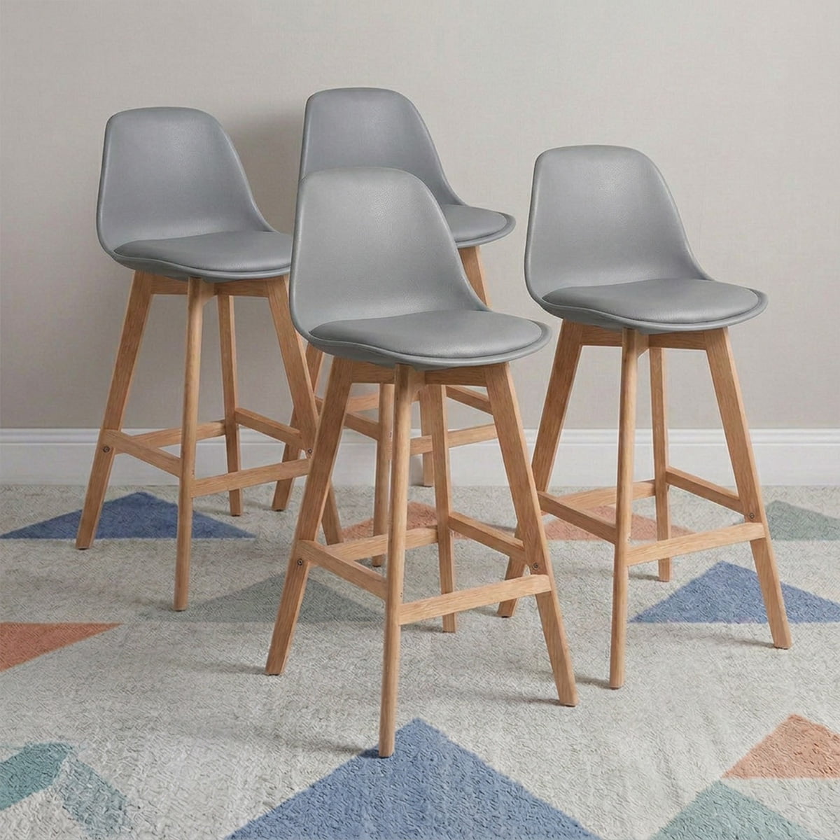 Venhoouse - Pack 4 Taburetes Piso Bar Acolchado Altura 65cm Eames Tulip Gris