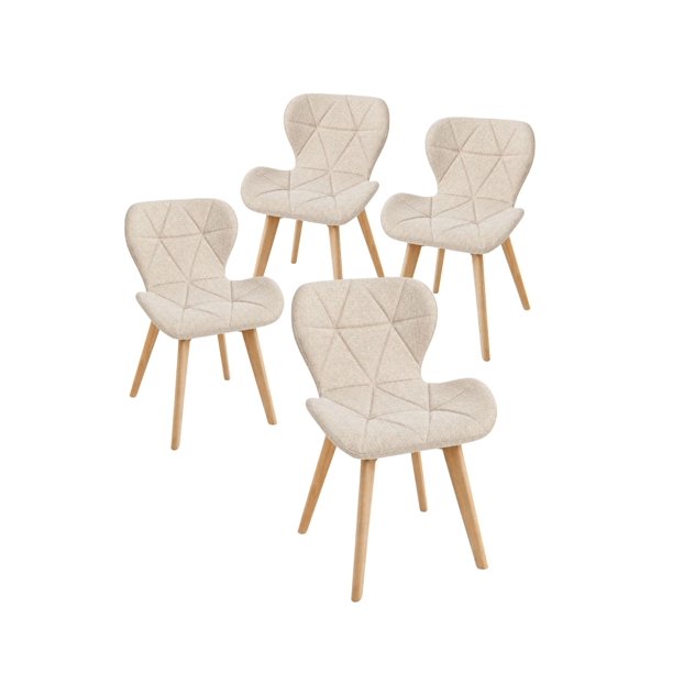 Pack 4 Sillas Para Comedor Aviador Radar Tapiz Lino Base Madera - Beige