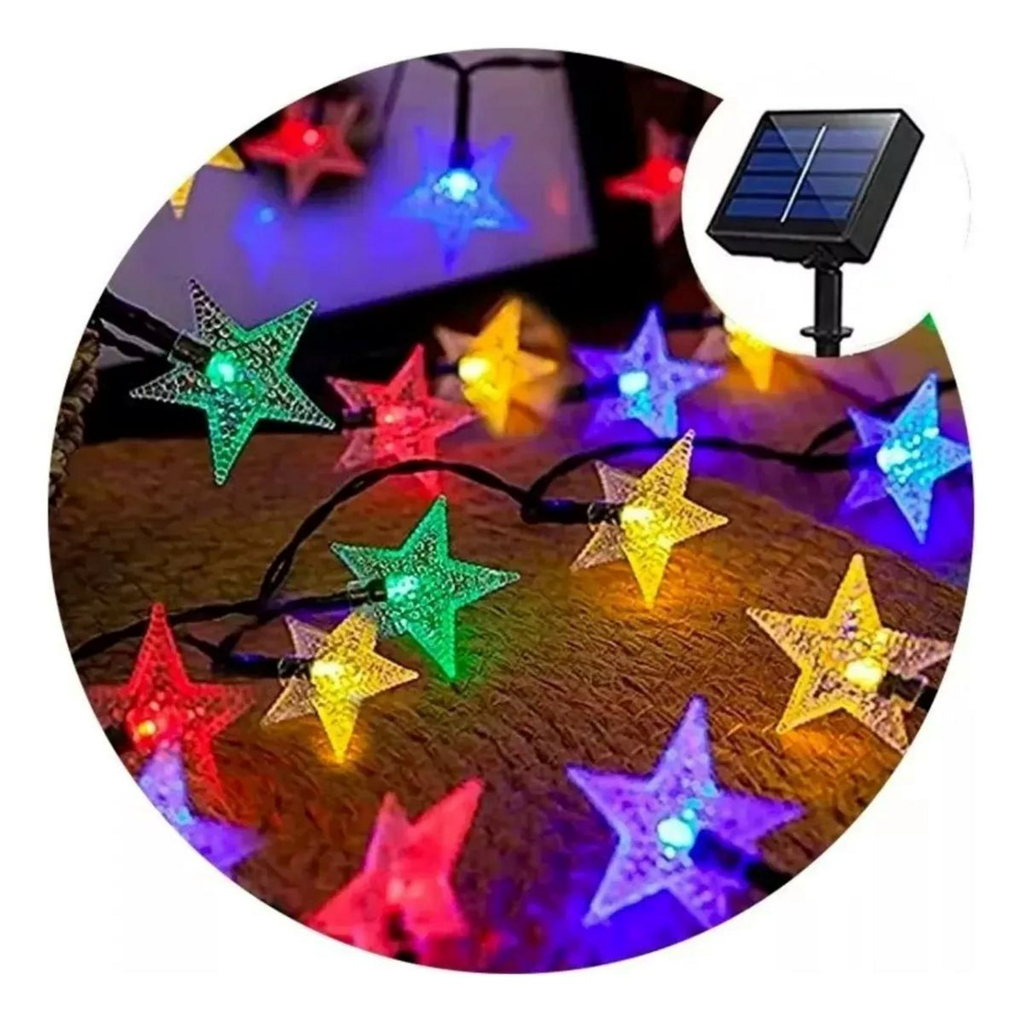 Genérico - Luces Estrellas Guirnalda Led Navidad Solar Multicolor 08