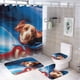 thumbnail image 1 of Underdog-theme 4-Piece Shower Curtain Set with Rugs, Waterproof Bathroom Decor Set Includes Bath Mat, U-Shaped Rug, Toilet Lid Cover and Curtain with Hooks, 1 of 6
