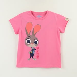 Polera Manga Corta Niña Rosado Juddy Hopps Zootopia Disney