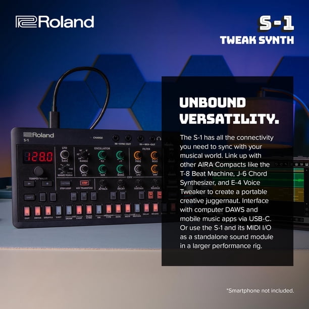 Sintetizador Roland Tweak S-1 con secuenciador de 64 pasos y USB-C