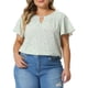 thumbnail image 1 of GRACIA Y GRANDEZA Blusa de Chifón Floral con Cuello de Ojal y Mangas Cortas Acampanadas para Mujer Talla Grande 5X Verde Claro, 1 of 7