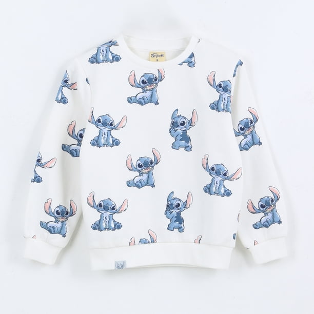 Polerón Cerrado Niña Full Print Lilo & Stitch Blanco Disney