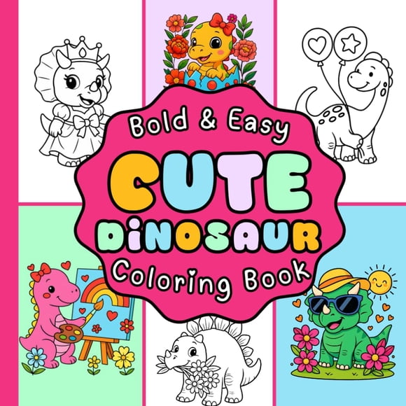 Libro de colorear Majosta Cute Dinosaur para niños con 40 diseños