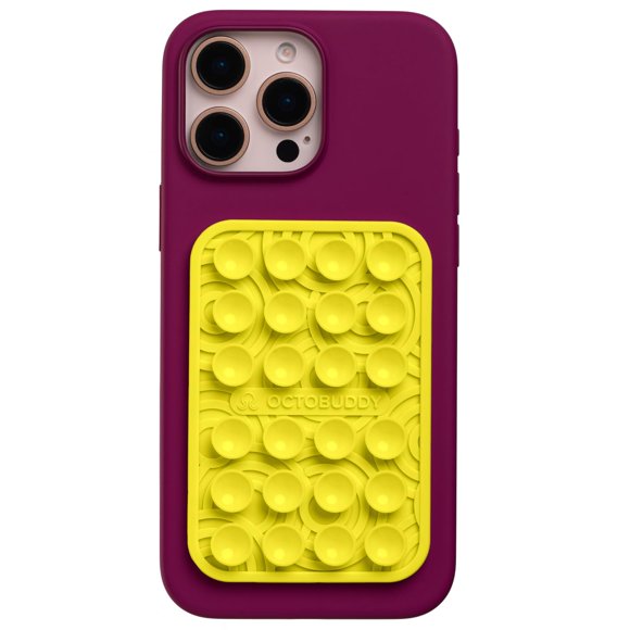 Funda para teléfono OCTOBUDDY de silicona con succión en amarillo canario