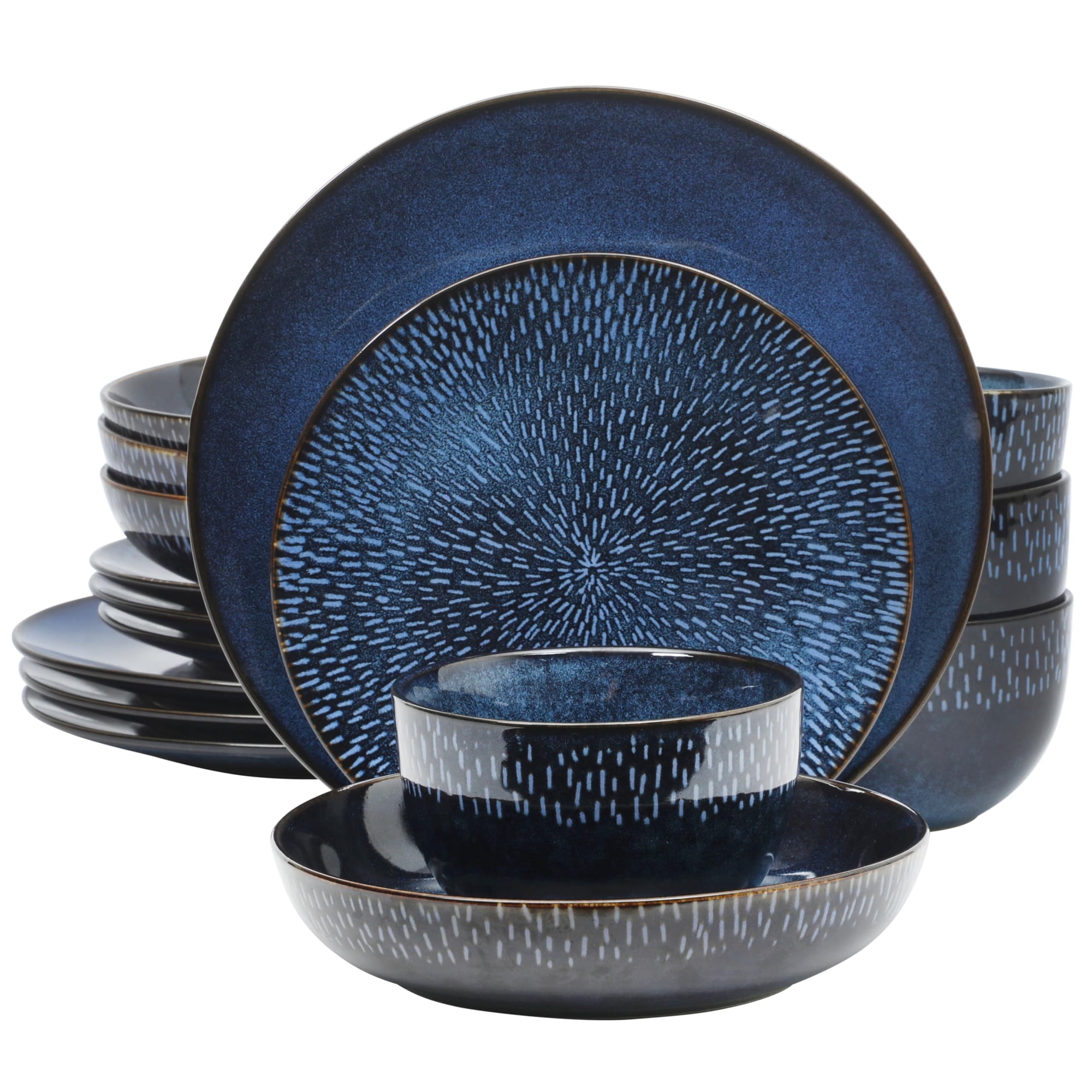 Juego De Vajilla Gibson Elite Matisse Azul Cobalto 16 Piezas