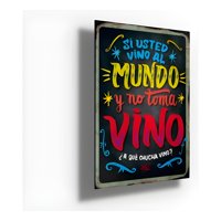 Genérico - Cartel Metálico Frase Vino Chico Blanco