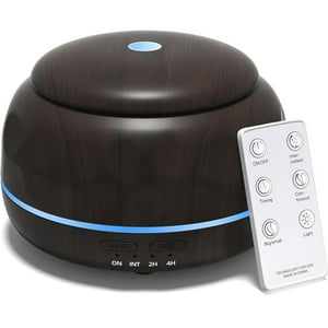 Veat00L - Difusor De Aceite Esencial, Humidificador De Aromaterapia De 300Ml, Pequeño Difusor Doméstico Con Control Remoto Y 7 Luces Ambientales Led De Color