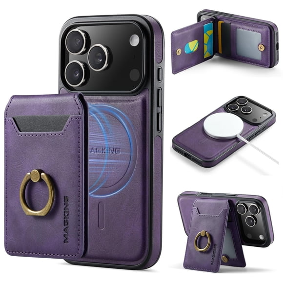 Funda cartera Oidealo para iPhone 17 Pro con imán y protección RFID, color morado