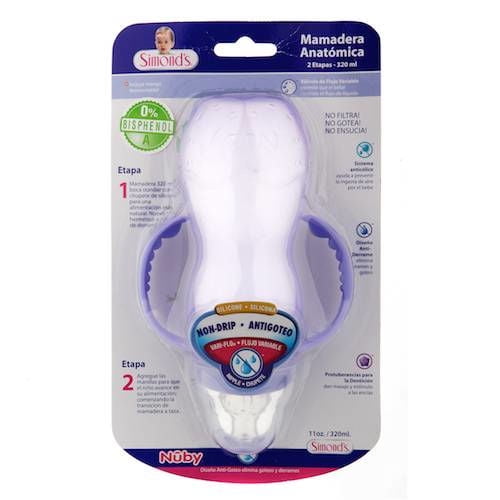 Mamadera Anatómica 2 Etapas Transparente 320 ml Simond’s