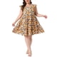 thumbnail image 1 of Vestido Boho de Talla Grande para Mujer de Agnes Orinda con Estampado Floral, Volantes en Capas, Mangas con Volantes, Cuello Redondo, Vestido Babydoll de Verano 1X Amarillo, 1 of 6