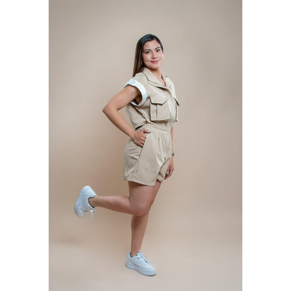 Enterizo Lola estilo cargo beige - MM SHOP