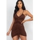 thumbnail image 2 of Saronite Vestido Corto Básico con Tirantes Finos, Fruncido en la Parte Delantera y Ajustable, Color Café (para Mujer), 2 of 2