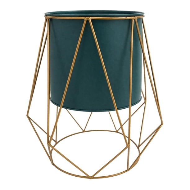 Porta Macetero Pedestal Maceta Plantas Metalico Decorativo verde