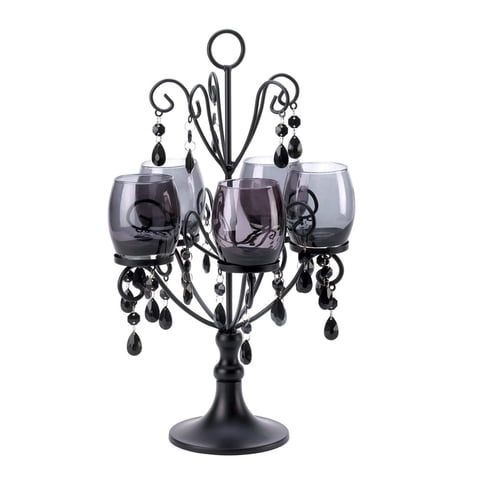 Candelabra Midnight Elegance Zingz & Thingz De Vidrio, Hierro Y Acrílico
