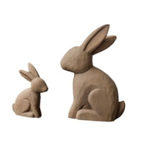 Bothyi - 2 Estatuas De Conejo De Pascua, Artesanías, Regalo, Adorno De Madera Para Pasillo, Escritorio, Interior