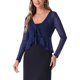 thumbnail image 1 of INSPIRE CHIC Bolero de Malla con Volantes de Manga Larga para Mujer, Casual con Lazo, Talla M, Azul Oscuro, 1 of 6