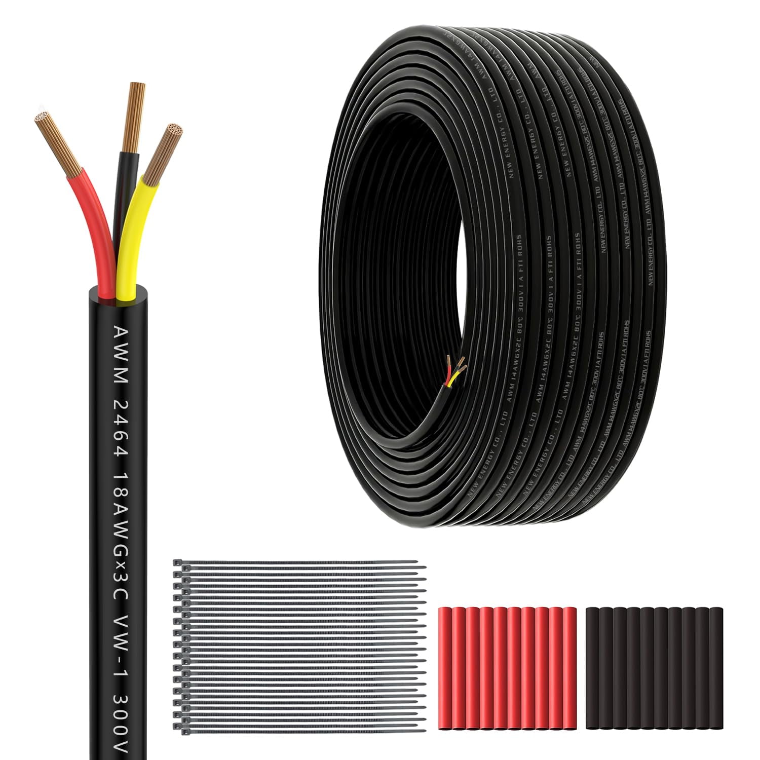 Gerilik - Cable De Extensión De Cable Eléctrico, Calibre 18, 3 Conductores, 30 M