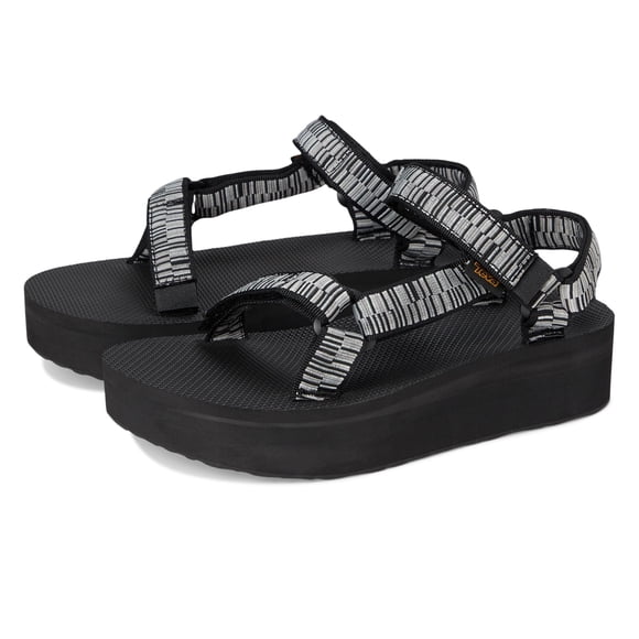 Sandalia Teva Flatform Universal Digit para mujer, color blanco y negro