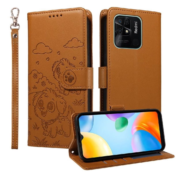 Funda Billetera FOXDOCK Compatible con Xiaomi Redmi 10C, Diseño Perrito Tierno, Ranuras para Tarjetas y Soporte Plegable