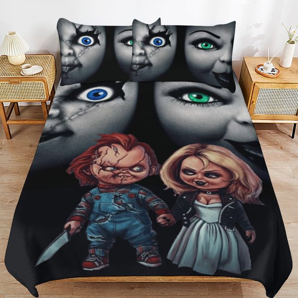 Bride of Chucky Duvet Cover Set 3 Piece Bedding Set Double Sided Printing Decorative Comforter Cover Set