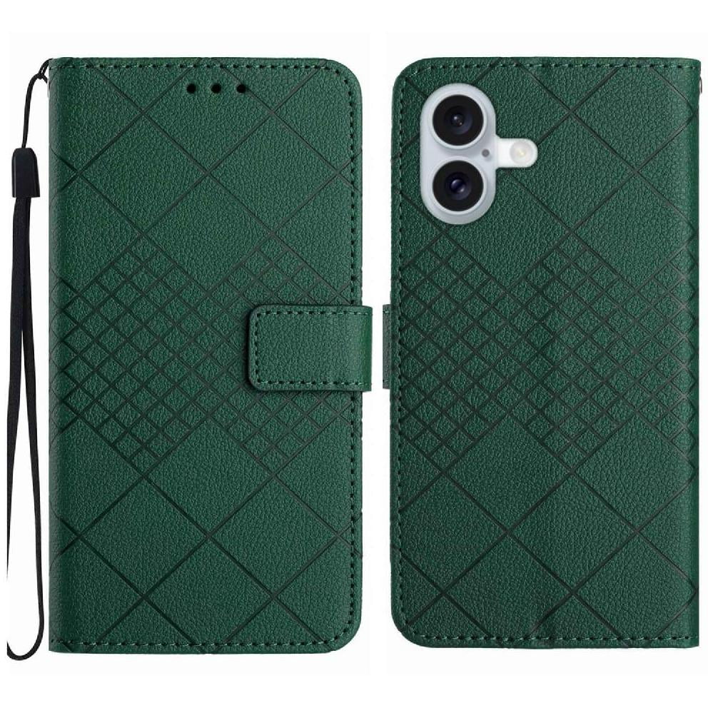 Foxdock - Funda Tipo Cartera Para Iphone 16 Con Soporte Y Correa, Interior Tpu Antirrayas Verde
