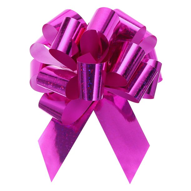 Lazo Grande Metálico Brillante para Envolver Regalos Cinta para Bodas Coches Cestas Presentes Navidad Lazo Rojo Rosado_4 pulgadas