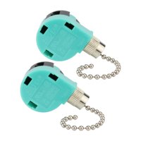 Magideal - 2 Interruptores De Tirador Para Luz De Ventilador, Interruptor De Cadena De Tracción, Control De Dos Cables, Lámpara De Pared Profesional Resistente, Cadena De Plata