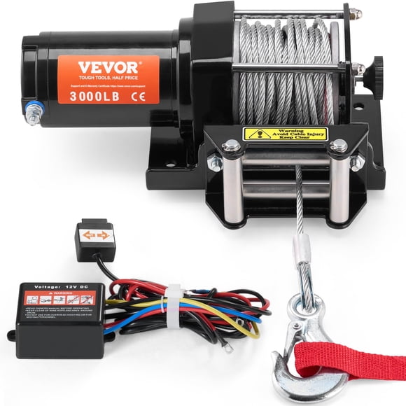 Cabrestante ATV VEVOR eléctrico de 3000 libras, 12 V con cable de acero de 39 pies