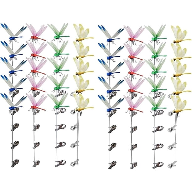 12 clips libélula repelente insectos 3D artificial decoración jardín sombrero