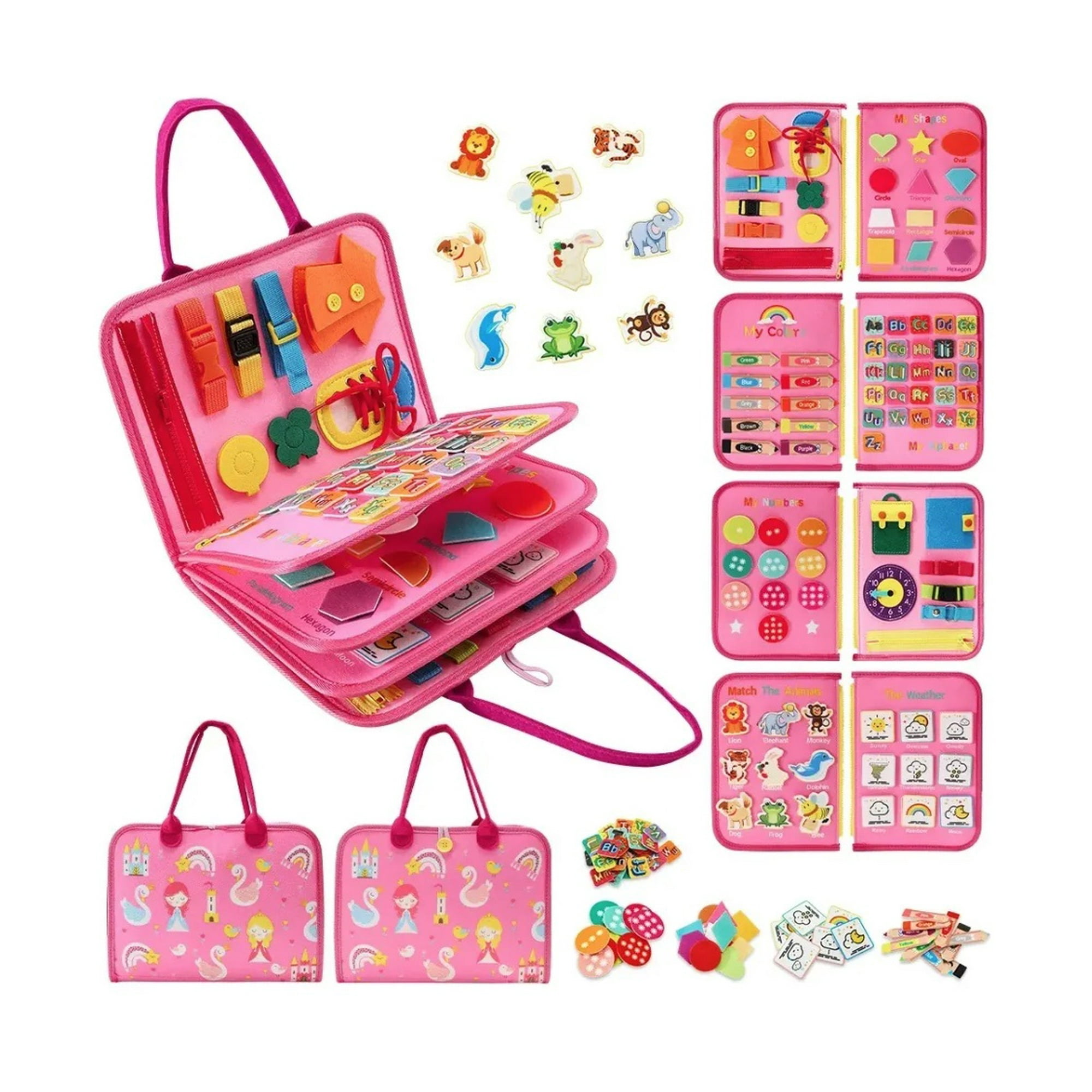 Atlas - Libro Sensorial Y Didáctico Desarrollo Habilidades Rosa