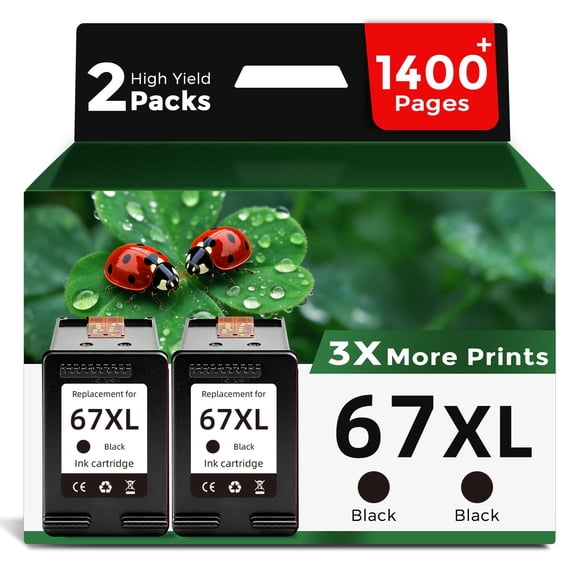 Cartucho de Tinta FLYFAR 67XL Negro Paquete de 2 Alta Capacidad