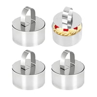 Xusx111 - Moldes De Anillo De Pastel Redondo, Anillos De Comida De Acero Inoxidable Mousse Postre Anillos De Cocina Molde Con Empujador Y Elevador (Incluye 4 Anillos Y 4 Empujadores)