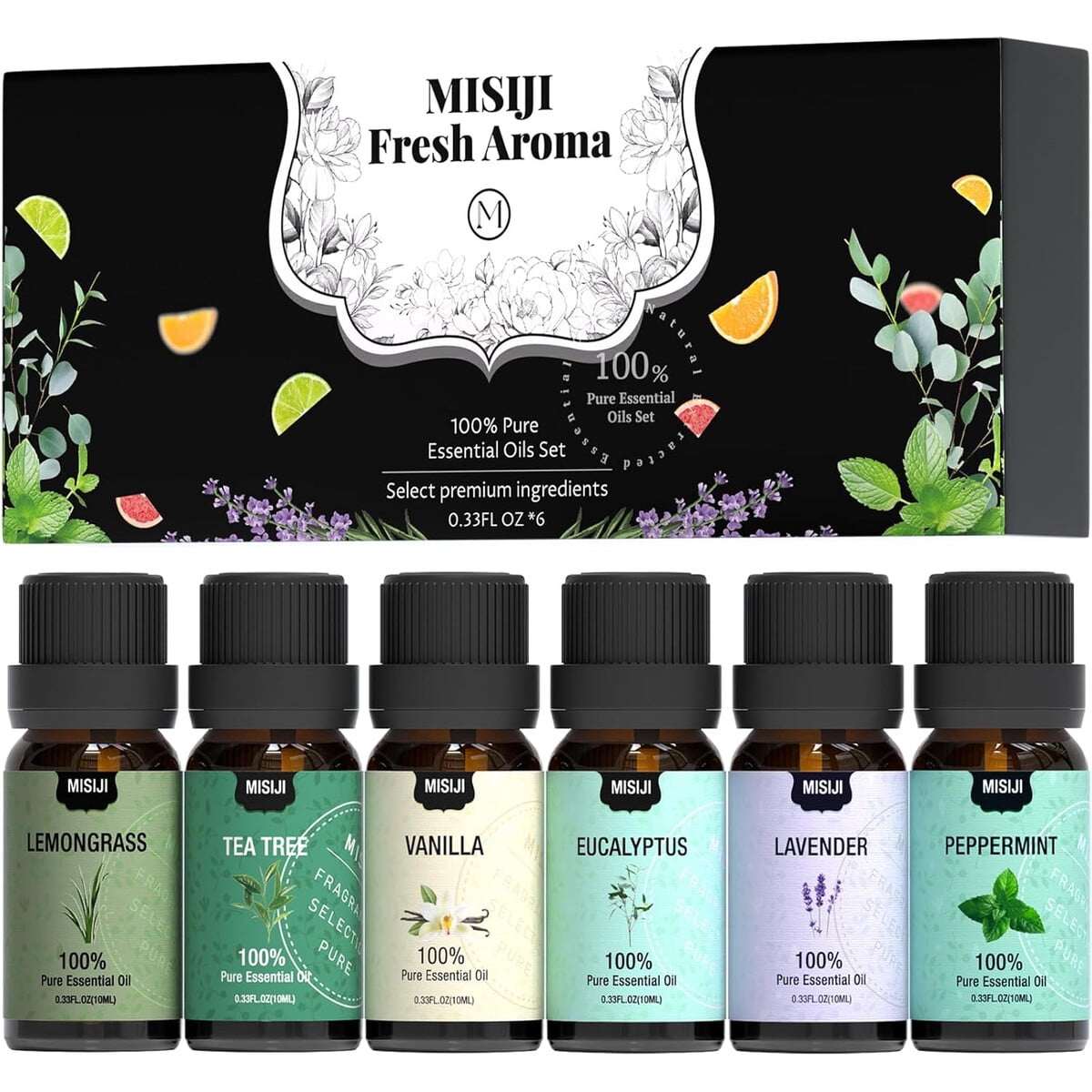 Set Aceites Esenciales Misiji 6 Aromas 10ml Aromaterapia Difusor
