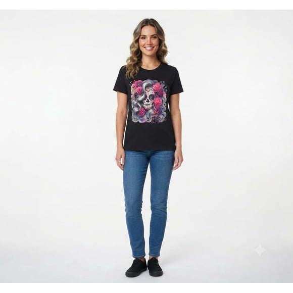 Polera de algodón estampada Catrina Mexicana