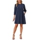 thumbnail image 2 of Vestido Mini con Botones y Cuello Redondo Elegante Casual de Negocios con Mangas 3/4 Abullonadas para Mujer INSPIRE CHIC 2026 L Azul Oscuro, 2 of 6