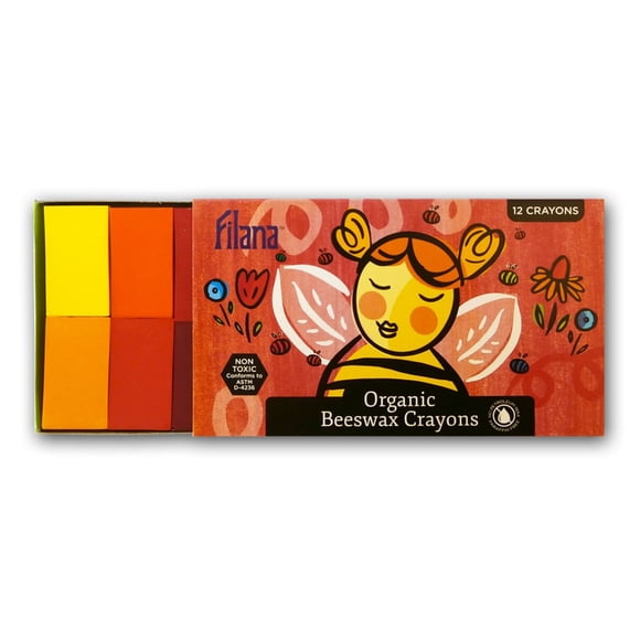 Crayones Filana de cera de abeja orgánica, 12 bloques, no tóxicos