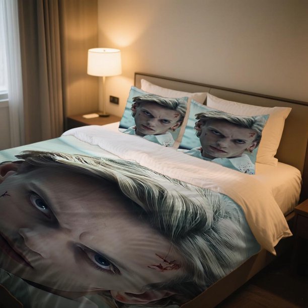 Jamie Campbell Bower Injured Blonde Man Duvet Cover Set Digital Print Breathable SkinFriendly Polyester