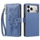 thumbnail image 2 of Funda Billetera Floral en Relieve iphone17 pro con Tarjetero y Cremallera Azul, 2 of 6