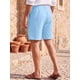 thumbnail image 3 of INSPIRE CHIC Pantalones Cortos de Lino con Cintura Elástica y Cordón para Vacaciones en la Playa para Hombre M Azul Claro, 3 of 5