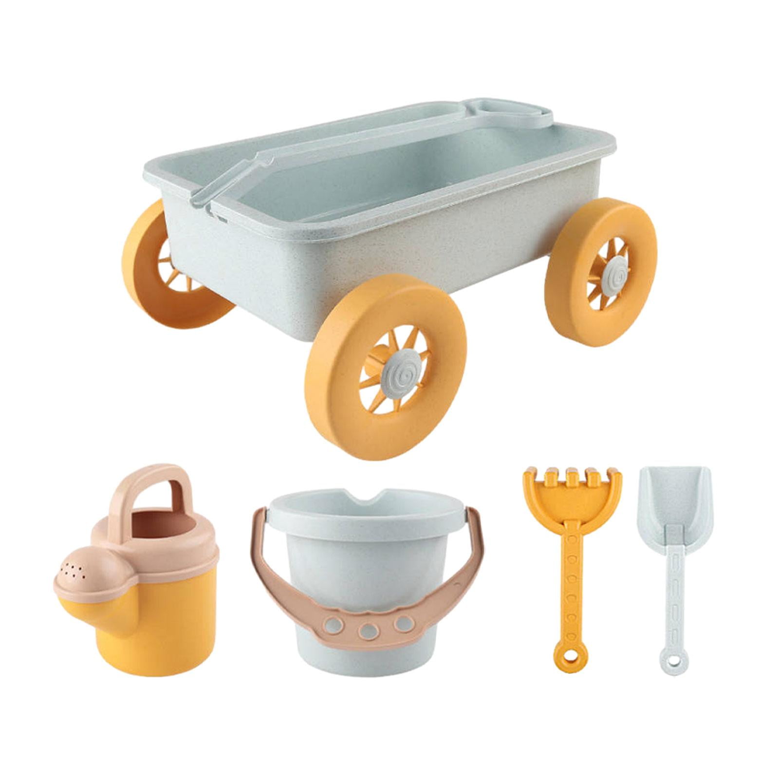 Magideal - 5 Piezas De Carrito De Juguete De Simulación Para Arena, Carrito De Juguete Para Niños, Juguete De Playa, Accesorios De Playa, Juguetes Para Niños, Carrito Para Patio Y Playa. Azul
