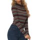 thumbnail image 4 of INSPIRE CHIC Blusa de Mujer de Cuello Alto a Rayas de Manga Larga para Fiesta de Navidad para Uso Casual o de Trabajo 3XL Rayas Negras, 4 of 6