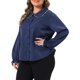 thumbnail image 4 of Agnes Orinda Camisas de Ropa de Halloween para Mujeres de Talla Grande Blusas de Chifón con Cuello Peter Pan y Mangas Largas 2X Azul Oscuro, 4 of 6