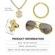 thumbnail image 2 of 4 Pieces Hip Hop Costume Kit, 80s 90s Rapper Accessoies, Gold Bracelet, Gold Chain, Sunglasses,Gold Ring, fo Partey Supplies Hip Hop Rapper Disco Partey Transparenteful, 2 of 7