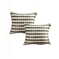 Genérico - Set De 2 Fundas De Cojin 45Cmx45Cm A Rayas Beige Con Verde