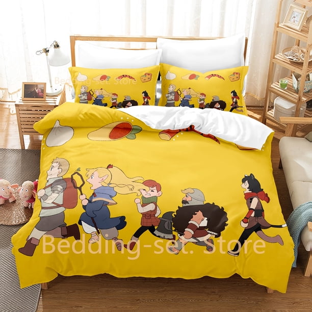 Delicious in Dungeon Bedding Set Single Twin Full Size Bed Set Adult Kid Bedroom Duvet cover Sets Anime Bed Sheet Set Bed Sheets