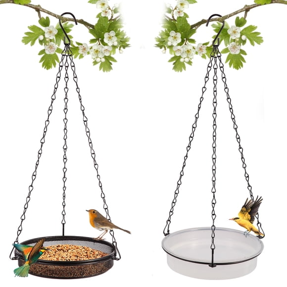 Set de comedero colgante para pájaros y baño para pájaros HRAYLTOP 2 en 1