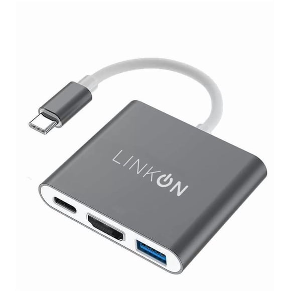 Hub Adaptador Usb Tipo C 3 En 1 Linkon Hdmi Para Mac Macbook Windows