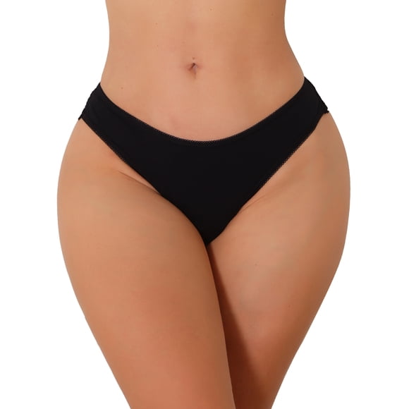 INSPIRE CHIC Tangas de Cintura Baja para Mujeres de Encaje Floral de Malla Transparente T-Back Ropa Interior Transpirable L Negro